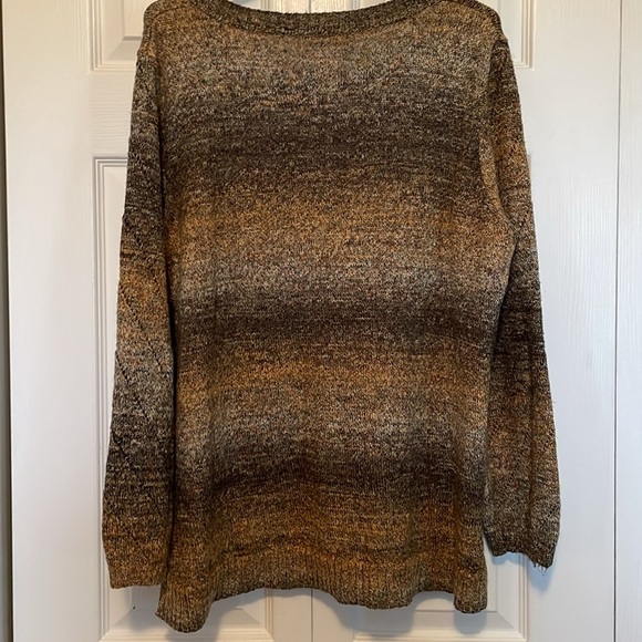 Women’s dressbarn 2X cardigan full front buttons eyelet detail-arms, brown tan - Picture 9 of 9